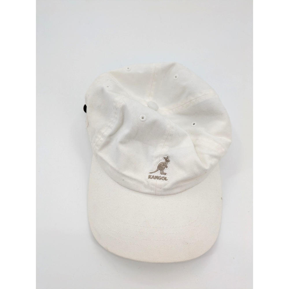 Kangol Washed Baseball Hat Cap White Adjustable Strap Courvoisier One Size
